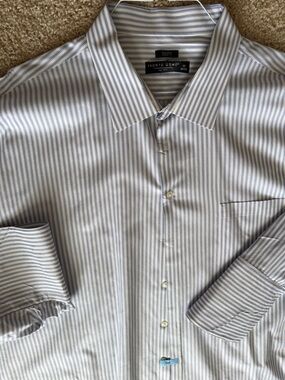 Pronto Uomo Light Blue and White Striped Dress Shirt French Cuff